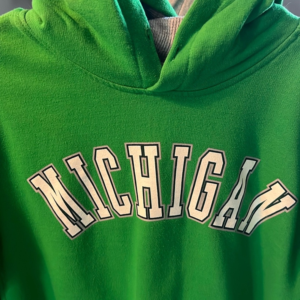 Used Green hoodie sweatshirt size small- Michigan